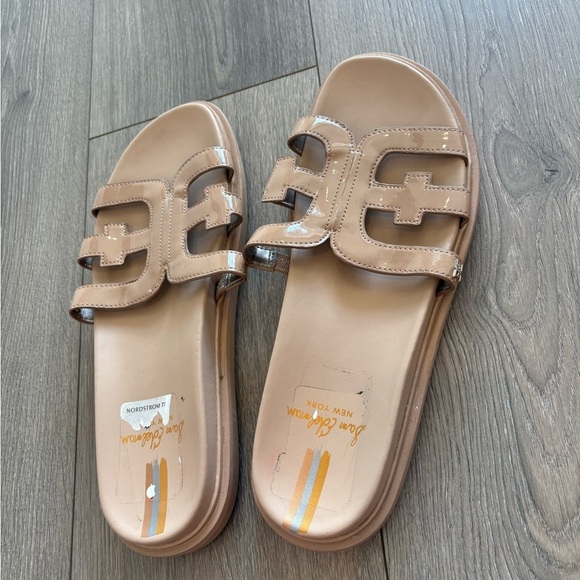 Sam Edelman Valeri Patent Leather Slides Tan Brown Slip On Size 10.5 - Picture 2 of 8